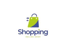 Modern online shop logo with shopping bag illustration vector