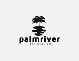 Palm tree and river logo illustration vector