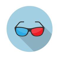 Icono plano de gafas 3d. Ilustración de vector en un estilo simple con una sombra que cae. 10 eps.