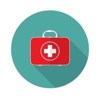 first aid kit flat icon.Vector illustration in a simple style with a falling shadow. 10 eps.