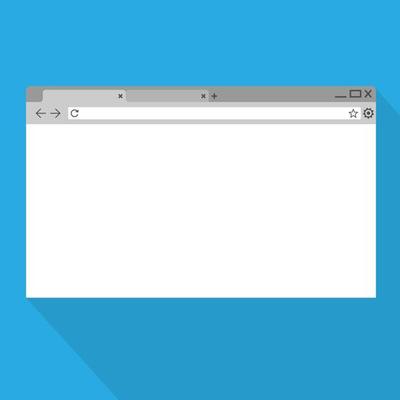 Simple browser window on blue background.Flat vector stock illustration.10 eps.