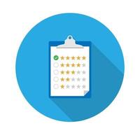 Customer review, survey, customer satisfaction. Clipboard with stars rating. Flat icon.Vector illustration in a simple style with a falling shadow. 10 eps. vector