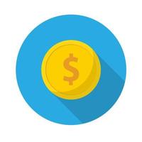 gold coin flat icon.Vector illustration in a simple style with a falling shadow. 10 eps. vector