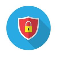 Security, protection. Shield with padlock.Flat icon.Vector illustration in a simple style with a falling shadow. 10 eps. vector