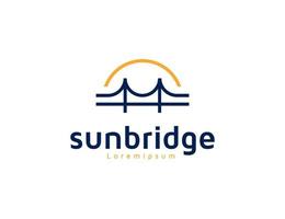 Bridge and sun line logo design idea vector