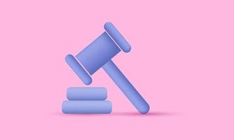 unique 3d render judges gavel simple icon isolated on vector