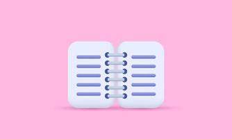 unique 3d purple empty notepad on pastel design icon isolated on vector