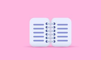 unique 3d purple empty notepad on pastel design icon isolated on vector