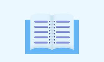 unique 3d blue empty notepad on pastel design icon isolated on vector