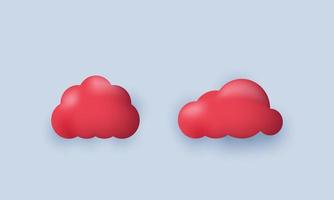 unique realistic cloud icon 3d style red concept isolated on vector