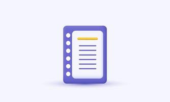 unique realistic document notepad 3d icon isolated on vector