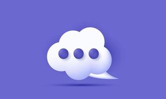 único icono de redes sociales de mensaje de chat de burbuja de nube de voz 3d aislado en vector