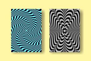 Set Of Optic Illusion Cover Background In A4 Size vector