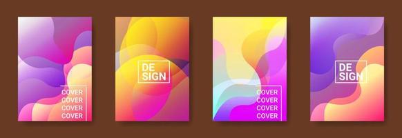 Set of  Fluid Background Design Template in A4 size. colorful modern background for Annual report. Abstract Brochure design. Simple pattern. Flyer promotion. Presentation cover. vector