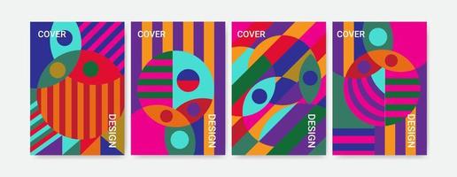 Set Of Geometrical Cover Design Template In A4 Size vector