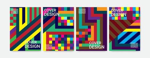 Set Of Geometrical Cover Design Template In A4 Size vector