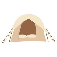 Tent camping in outdoor travel. Vector illustration for nature tourism, travel, adventure. Isolated tent on a white background