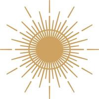 sol, logo místico dorado, diseño retro. dibujos para tatuaje, diseño boho, astrología, horóscopo. garabato aislado. vector