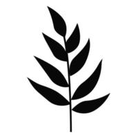 silhouette of decorative twigs of plants with leaves isolated on a white background. vector