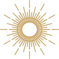 sol, logo místico dorado, diseño retro. dibujos para tatuaje, diseño boho, astrología, horóscopo. garabato aislado. vector