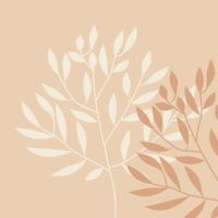 decorative twig with leaves on a beige background. Exotic tropical composition on a beige background. vector