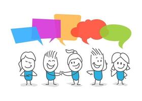 Stick figures with dialogue speech bubbles. vector