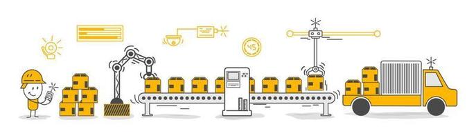 figuras de palitos. concepto de automatización técnica de la industria moderna 4.0. vector