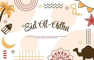 Eid Adha Mubarak Islamic Sacrifice Event Memphis Card Background vector