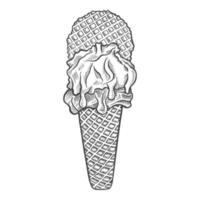 gelato ice cream italy or italian cuisine traditional food isolated doodle hand drawn sketch with outline style vector