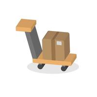 3d trolley and box concept in minimal cartoon style vector