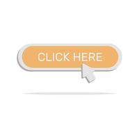 3d click here button concept in minimal cartoon style vector