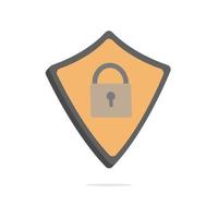 3d shield and padlock concept in minimal cartoon style vector