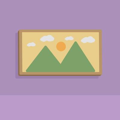 3d landscape picture in minimal cartoon style