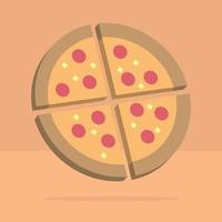 concepto de cuatro porciones de pizza 3d en un estilo de dibujos animados mínimo vector