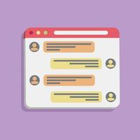 3d web page interface with social media conversation in minimal cartoon style vector