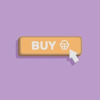 3d buy button concept in minimal cartoon style vector