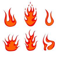 Collection of fiery red fire icons. Isolated on a white background. Vector illustration. Great for web logos, animation creation and other design needs.