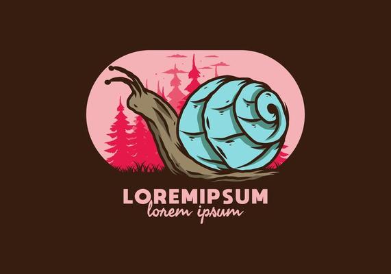 Snail creeping in the forest illustration