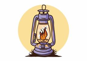 Colorful vintage outdoor lantern with fire flame vector