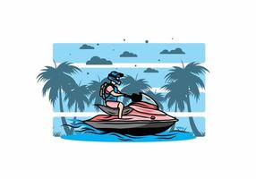 jet sky sport on the beach illustration vector