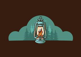 Colorful vintage outdoor lantern with fire flame vector