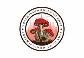 Mushroom growing on human skull illustration vector
