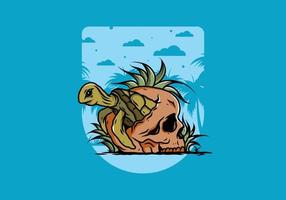 Sea turtle in the skull illustration vector