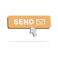 3d send button with arrow in minimal cartoon style vector