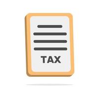 3d tax document concept in minimal cartoon style vector