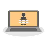 User login concept on laptop in minimal cartoon style vector