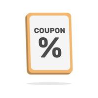 3d coupon paper concept in minimal cartoon style vector