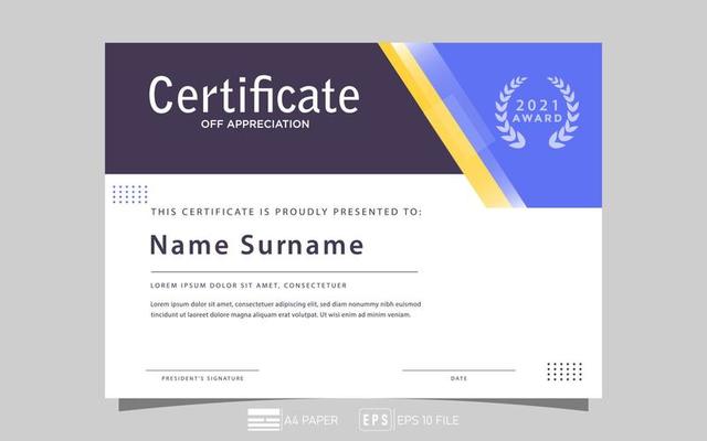 certificate of appreciation, simple minimalist design, vector eps 10