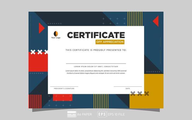 Certificate of Appreciation template.Trendy abstract background. vector eps 10