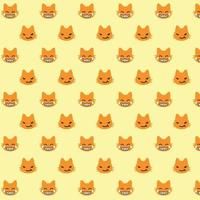 Print vector seamless pattern background with character cat , laugh and angry